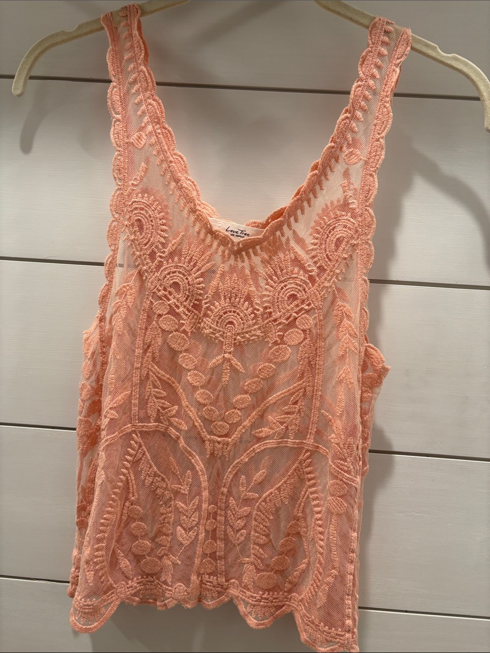 Love Tree Peach Lace Embroidered Floral Camisole Size S